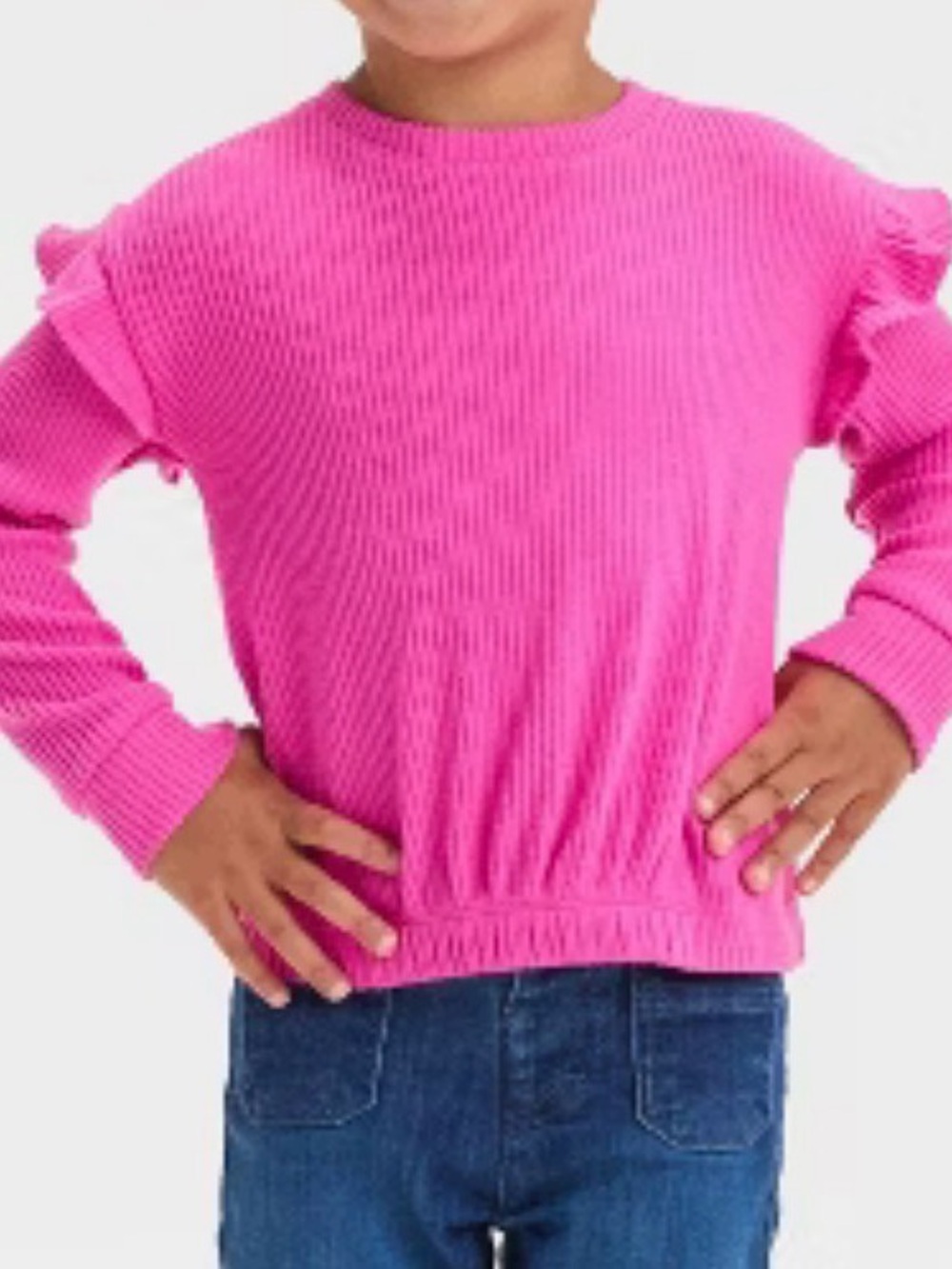 Toddler Girls' Long Sleeve Cozy Rib T-Shirt - Cat & Jack, Bright Pink, Size 2T
